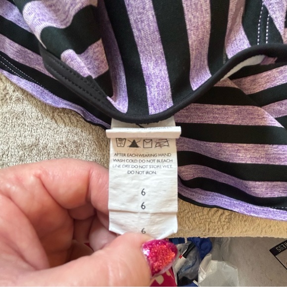 Nike purple and black stripe swimsuit tankini Size 6 - Picture 5 of 10